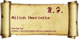 Milich Henrietta névjegykártya